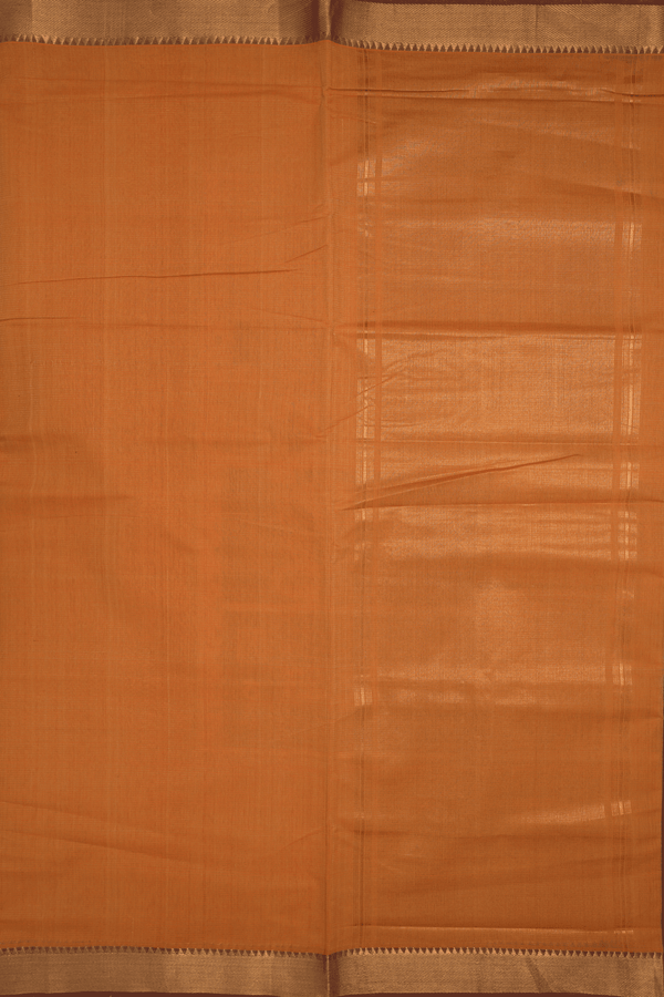 Twill Weave Zari Border Melon Orange Mangalagiri Cotton Saree