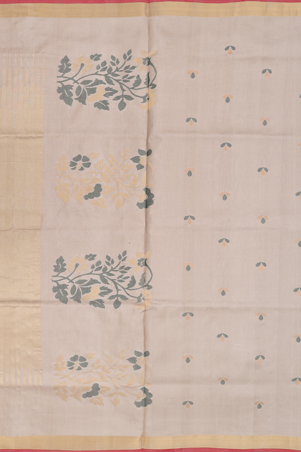Uppada Silk Saree In Coffee Cream With Zari Buttas