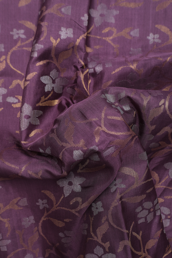 Uppada Silk Saree In Dusty Grape With Floral Design