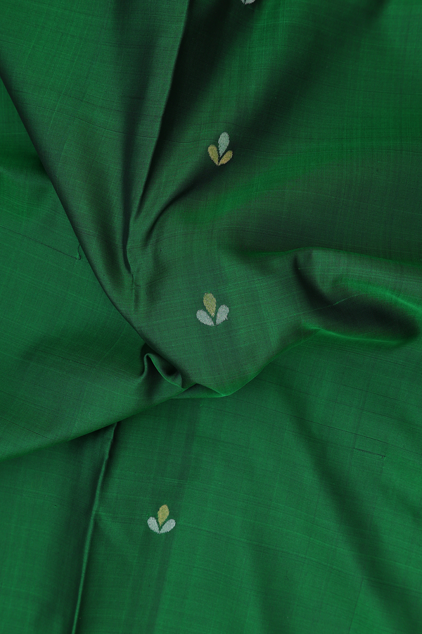 Uppada Silk Saree In Forest Green With Zari Buttas