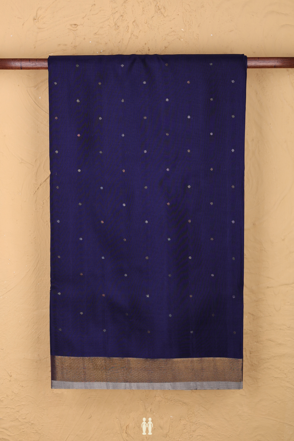 Uppada Silk Saree In Oxford Blue With Polka Buttis