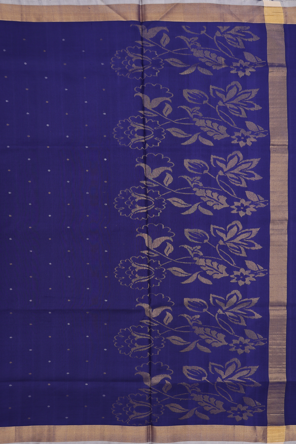 Uppada Silk Saree In Oxford Blue With Polka Buttis