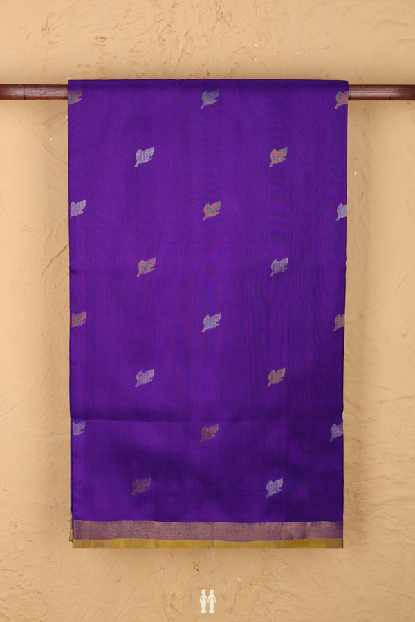 Uppada Silk Saree In Royal Purple With Leaf Buttas