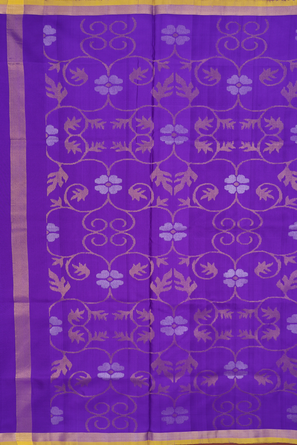 Uppada Silk Saree In Royal Purple With Leaf Buttas