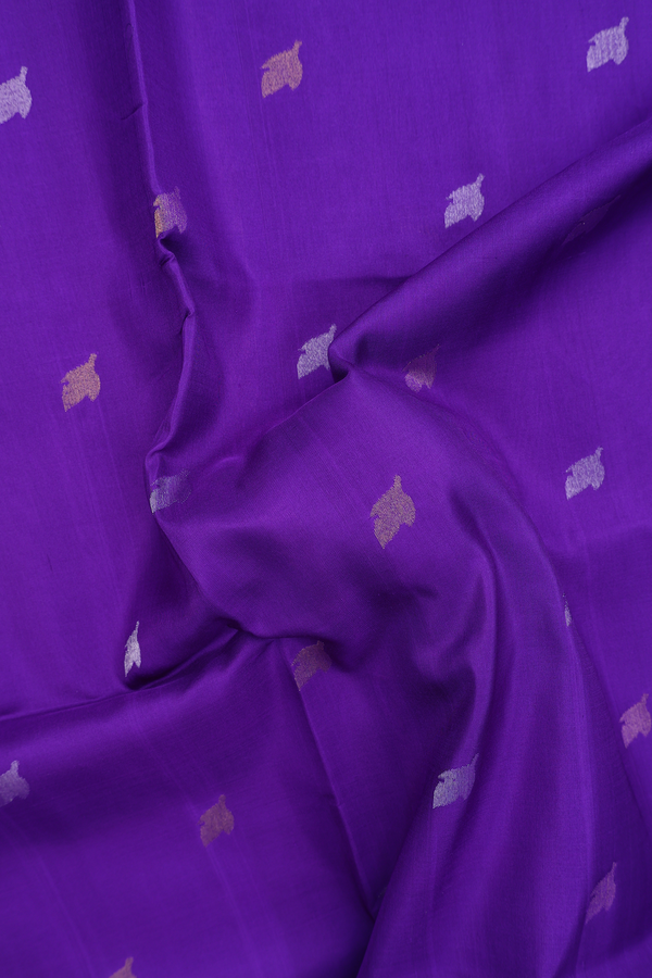 Uppada Silk Saree In Royal Purple With Leaf Buttas