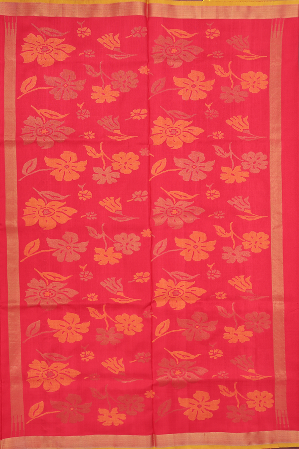 Uppada Silk Saree In Scarlet Red With Paisley Buttas