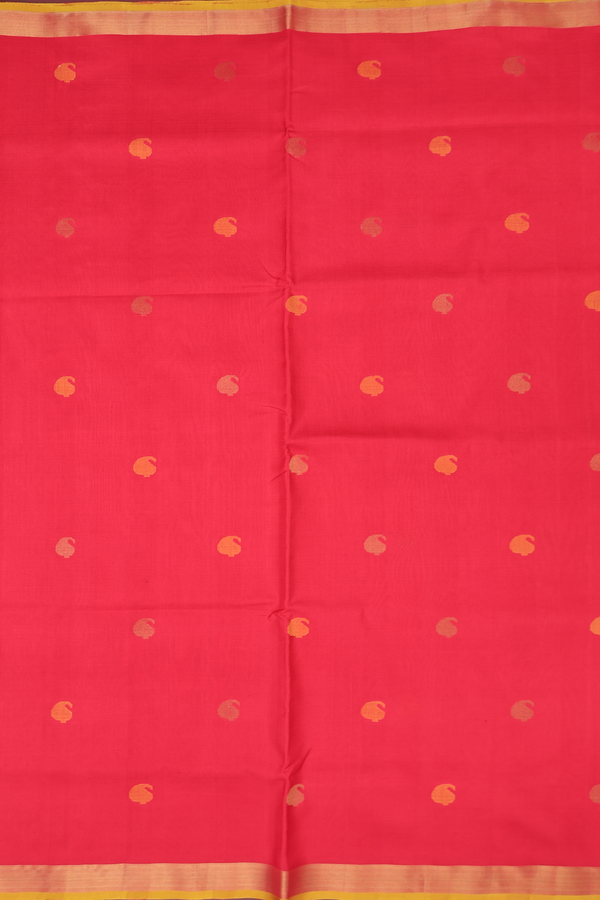 Uppada Silk Saree In Scarlet Red With Paisley Buttas