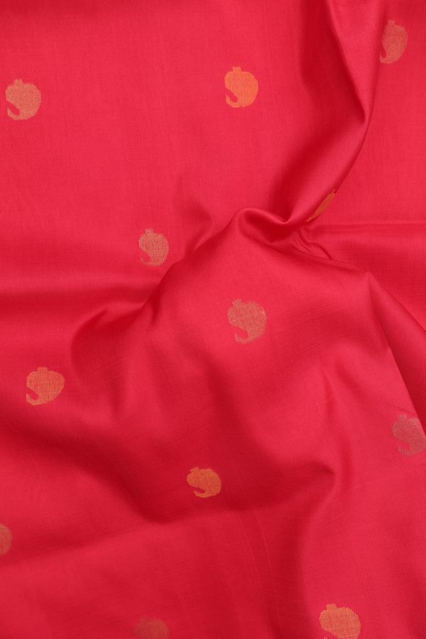 Uppada Silk Saree In Scarlet Red With Paisley Buttas
