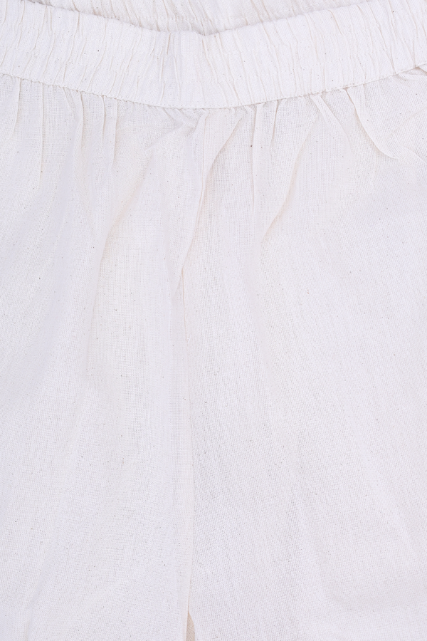 V-neck Floral Design White Cotton Salwar Set