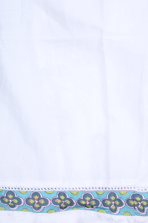 V-Neck Floral Design White Cotton Salwar Set