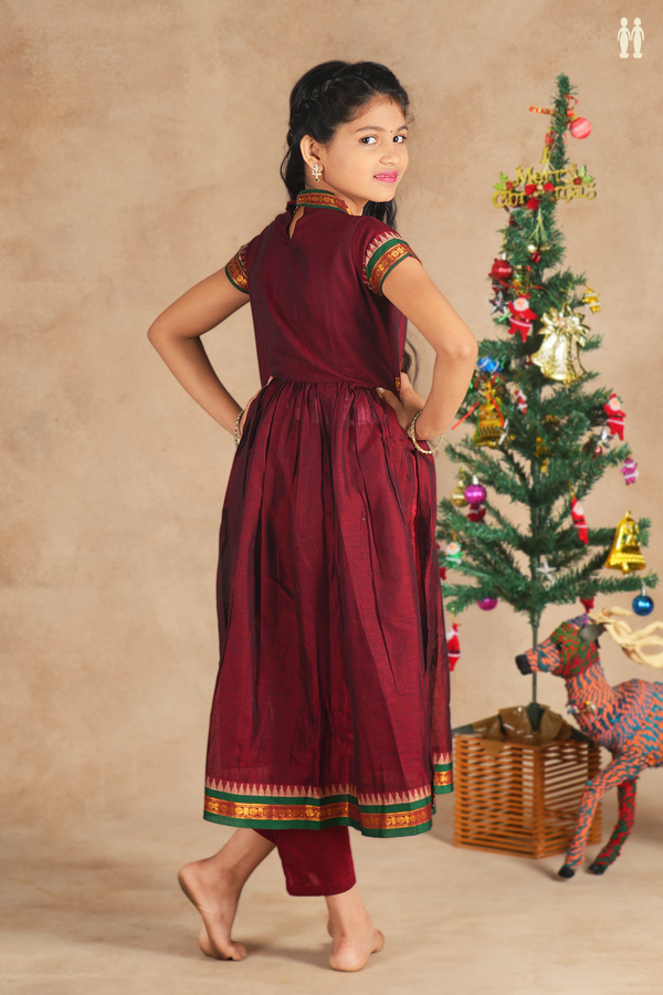 V-Neck Plain Maroon Cotton Top And Bottom