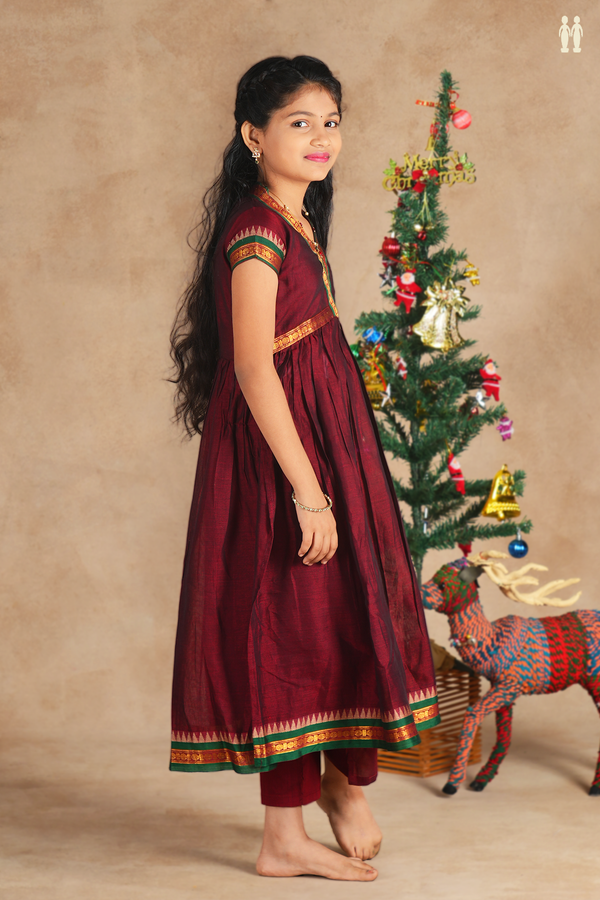 V-Neck Plain Maroon Cotton Top And Bottom