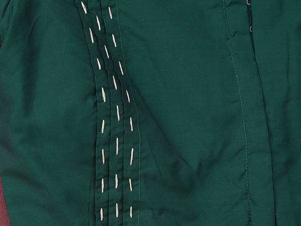 V-Neck Plain Green Semi Silk Readymade Blouse