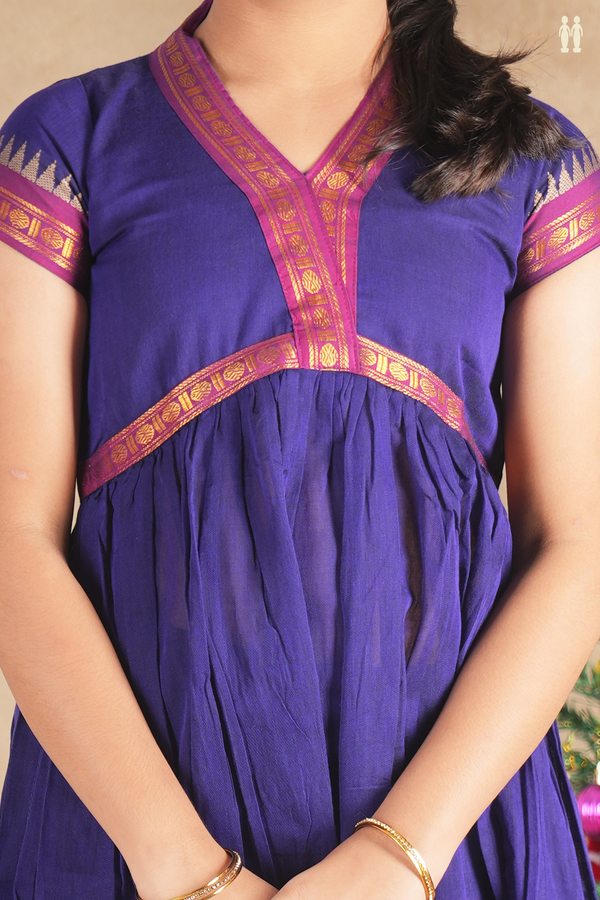 V-Neck Plain Purple Cotton Top And Bottom