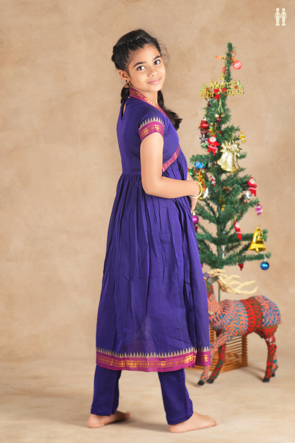 V-Neck Plain Purple Cotton Top And Bottom