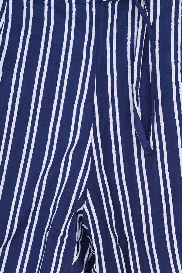 V-neck Printed Design Blue Cotton Salwar Set