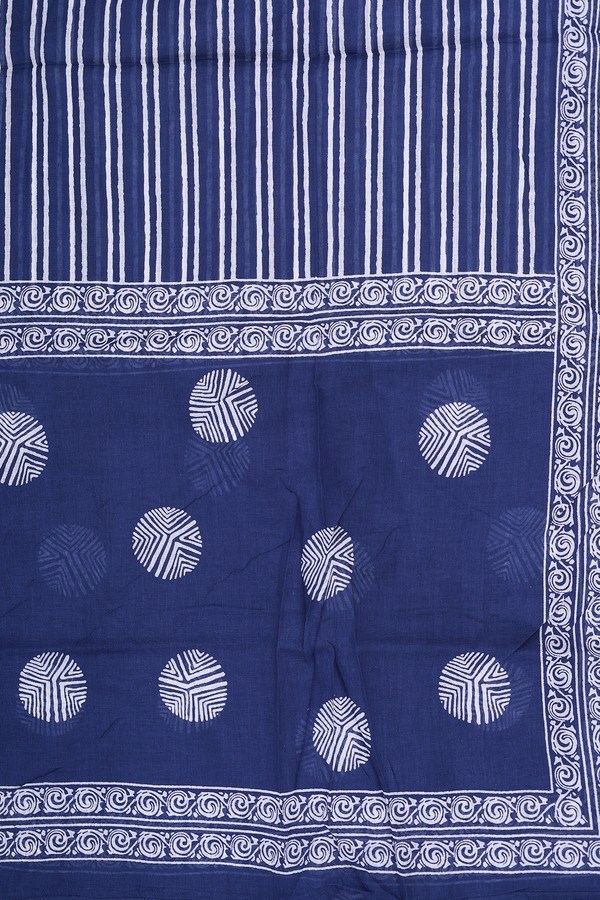 V-neck Printed Design Blue Cotton Salwar Set