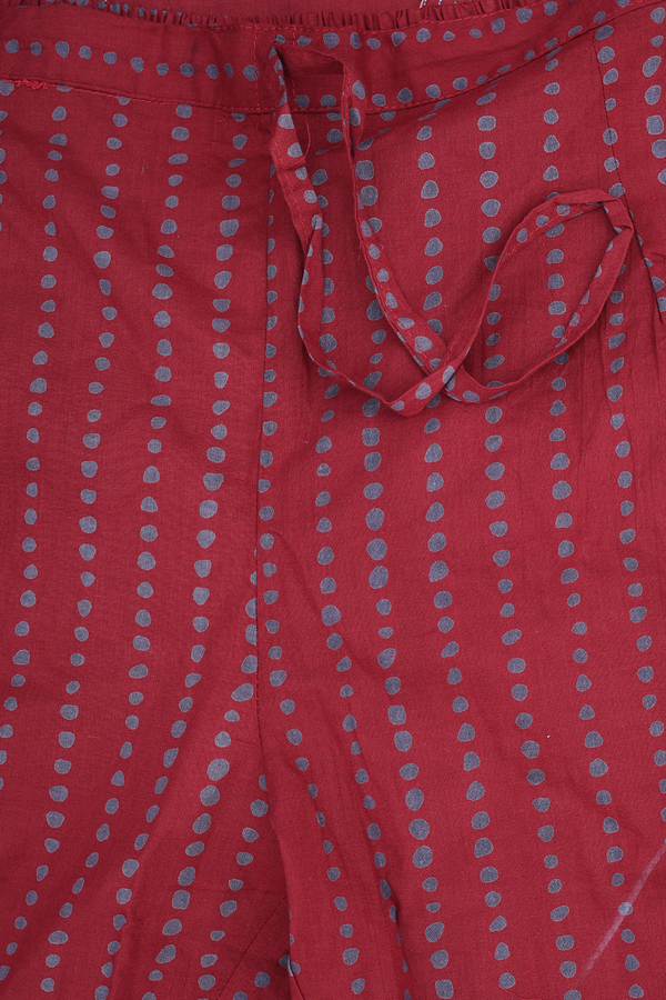 V-Neck Paisley Design Red Cotton Salwar Set