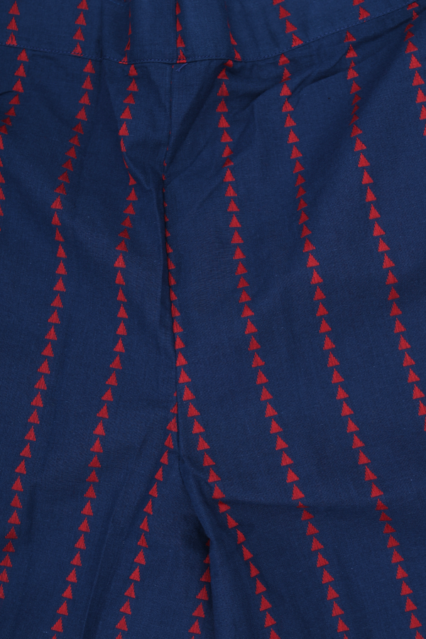 V-neck Threadwork Buttas Blue Cotton Salwar Set