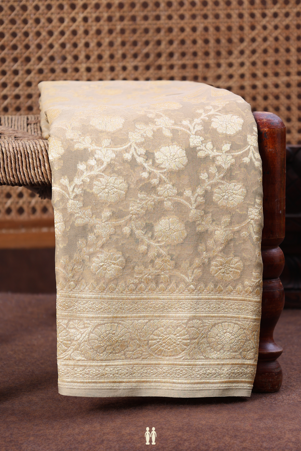 Georgette Banarasi Silk Saree In Brown With Floral Design