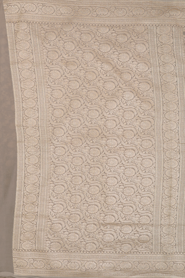 Georgette Banarasi Silk Saree In Brown With Floral Design