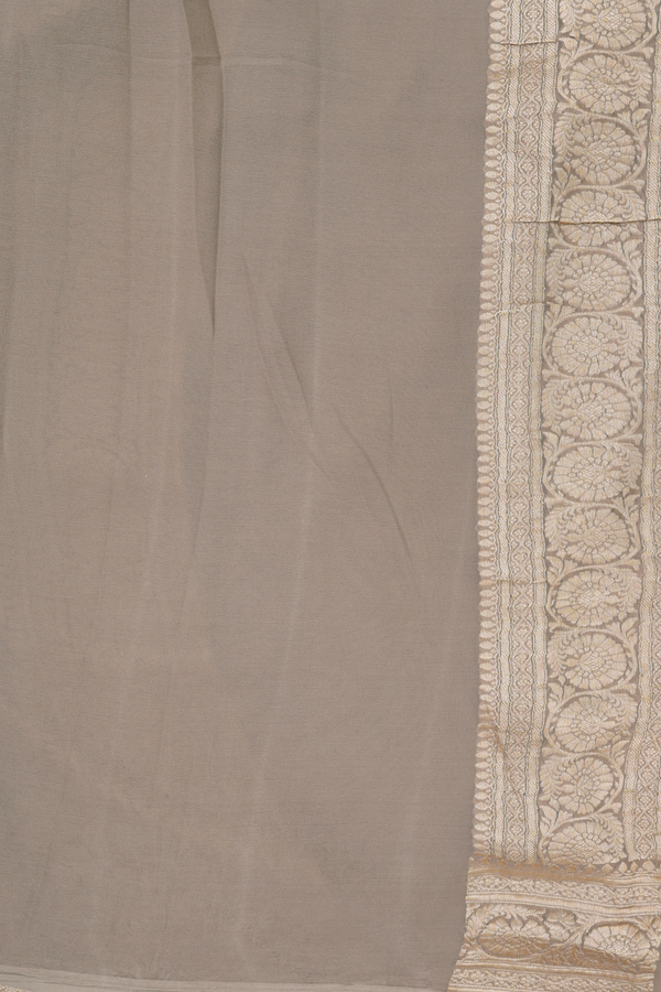 Georgette Banarasi Silk Saree In Brown With Floral Design