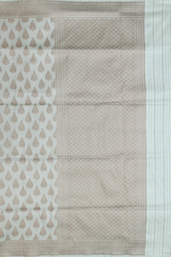 Banarasi Silk Saree In Pale Green With Zari Buttas