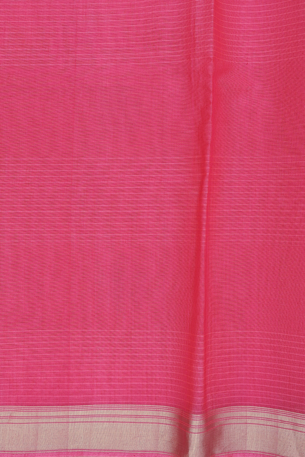 Kora Banarasi Silk Saree In Pink Along Stripes With Buttas