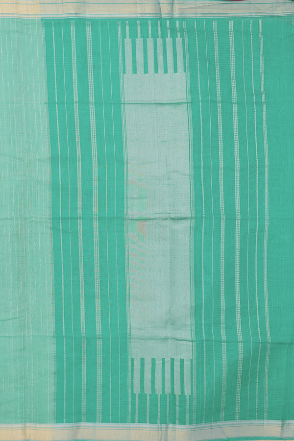 Kora Banarasi Silk Saree In Green With Floral Design