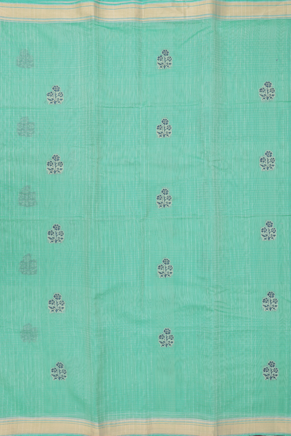 Kora Banarasi Silk Saree In Green With Floral Design