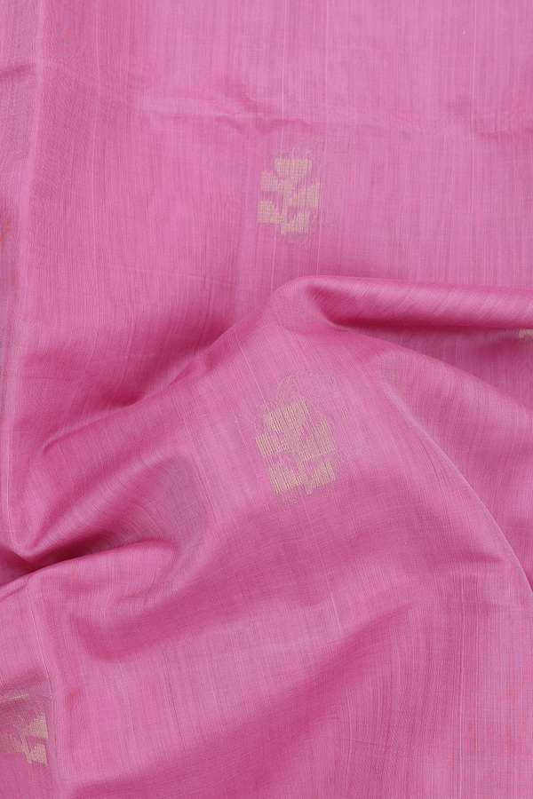 Kora Banarasi Silk Saree In Pink With Zari Buttas