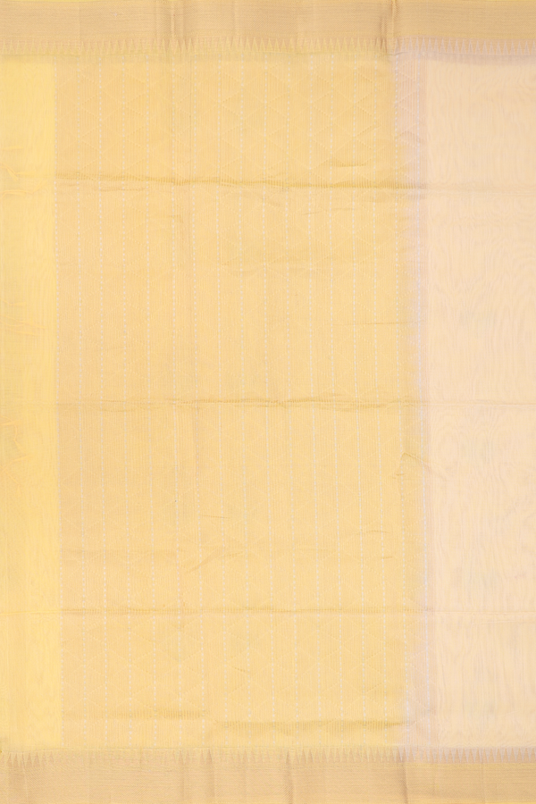 Kora Banarasi Silk Saree In Cream Color With Floral Motifs
