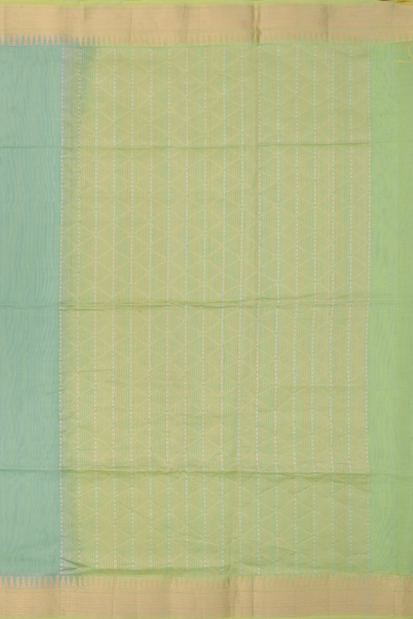 Kora Banarasi Silk Saree In Mint Green With Floral Motifs