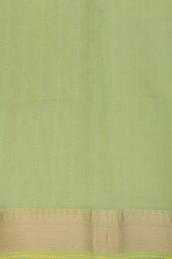 Kora Banarasi Silk Saree In Mint Green With Floral Motifs