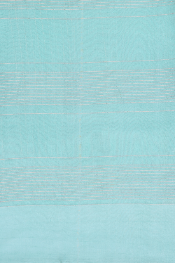 Raw Silk Saree In Light Blue With Checks Design