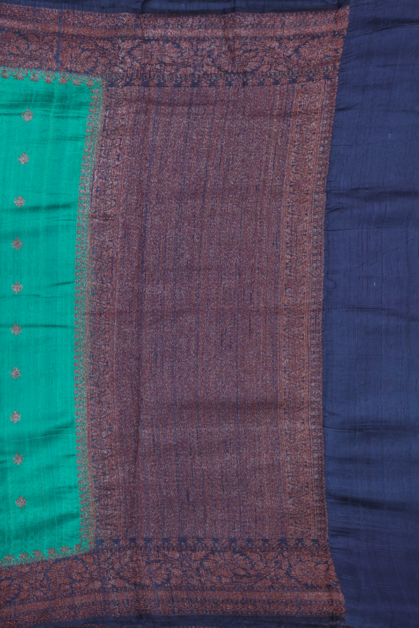 Tussar Banarasi Silk Saree In Teal Green With Allover Buttas