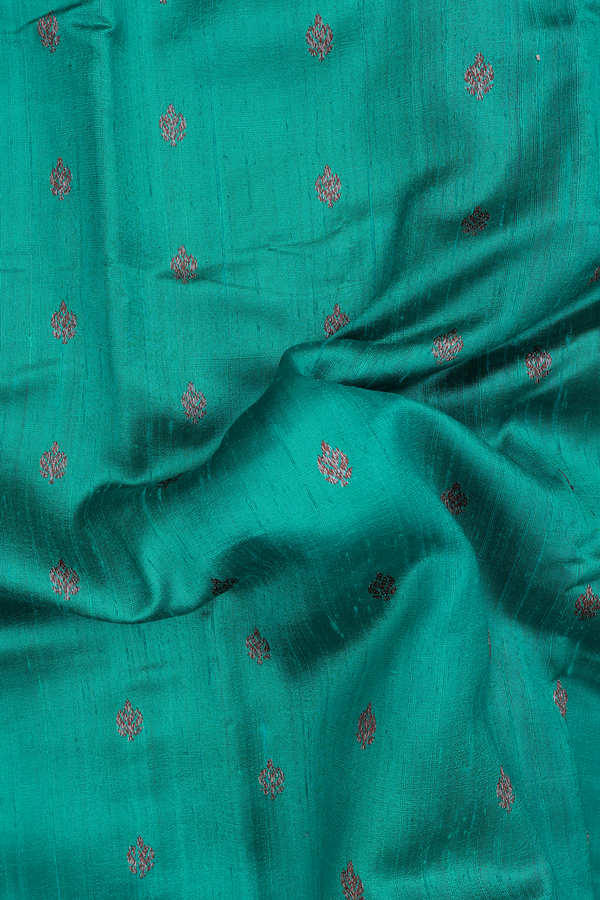 Tussar Banarasi Silk Saree In Teal Green With Allover Buttas
