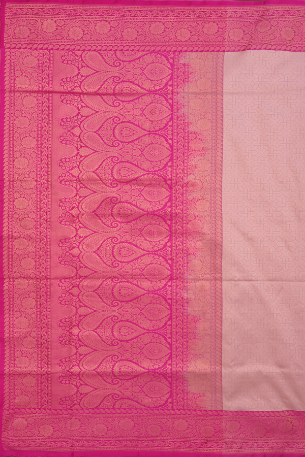 Banarasi Silk Saree In Peach Pink With Allover Design