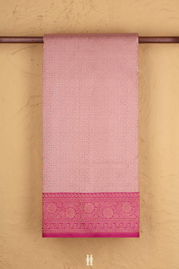 Banarasi Silk Saree In Peach Pink With Allover Design