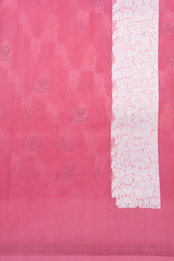 Kora Banarasi Silk Saree In Punch Pink With Allover Design