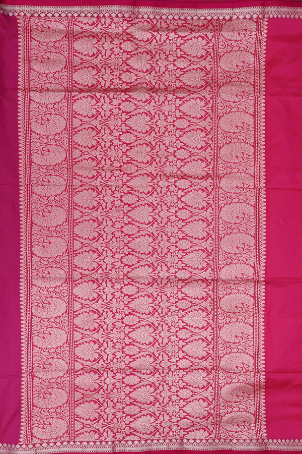 Banarasi Silk Saree In Purple Rose With Floral Buttis