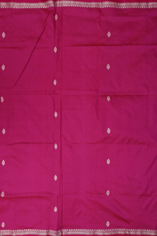 Banarasi Silk Saree In Purple Rose With Floral Buttis