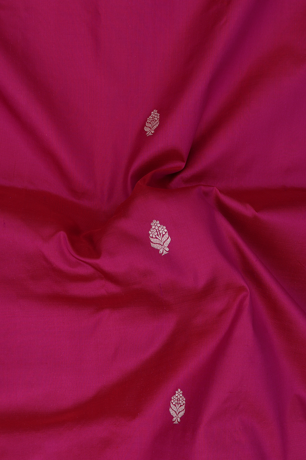 Banarasi Silk Saree In Purple Rose With Floral Buttis