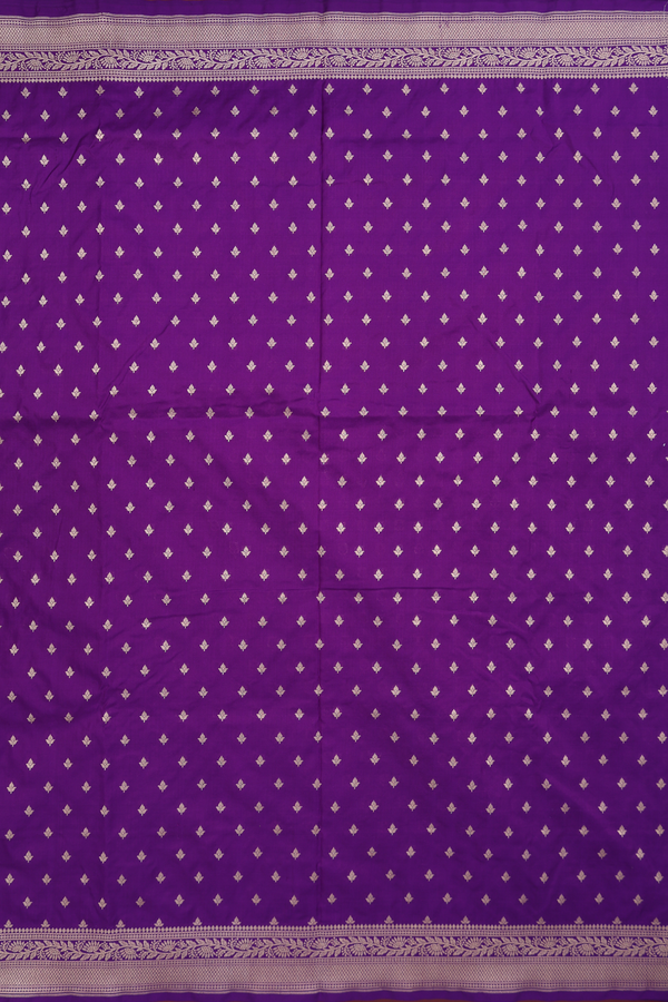 Banarasi Silk Saree In Royal Purple With Floral Buttis