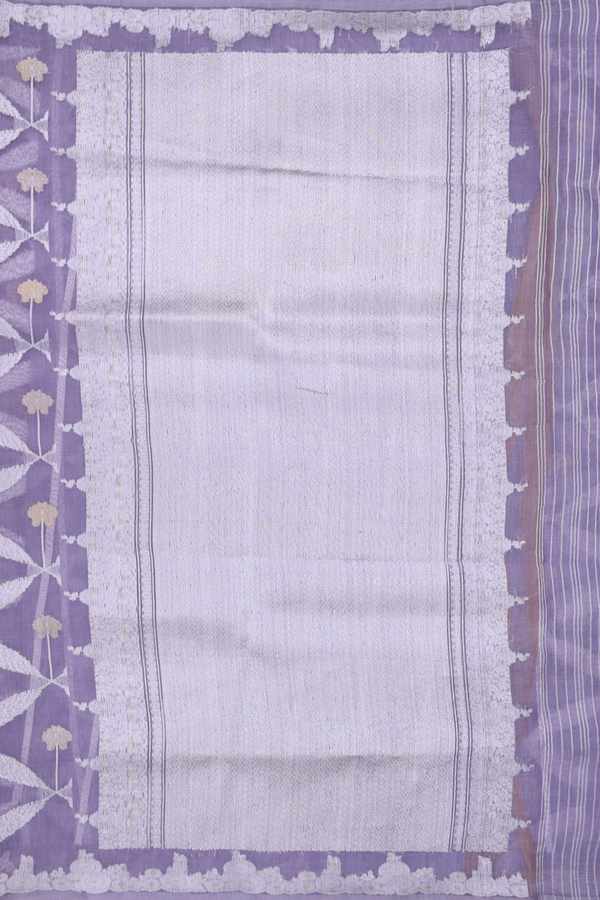 Kora Banarasi Silk Saree In Dusty Purple With Ogee Design