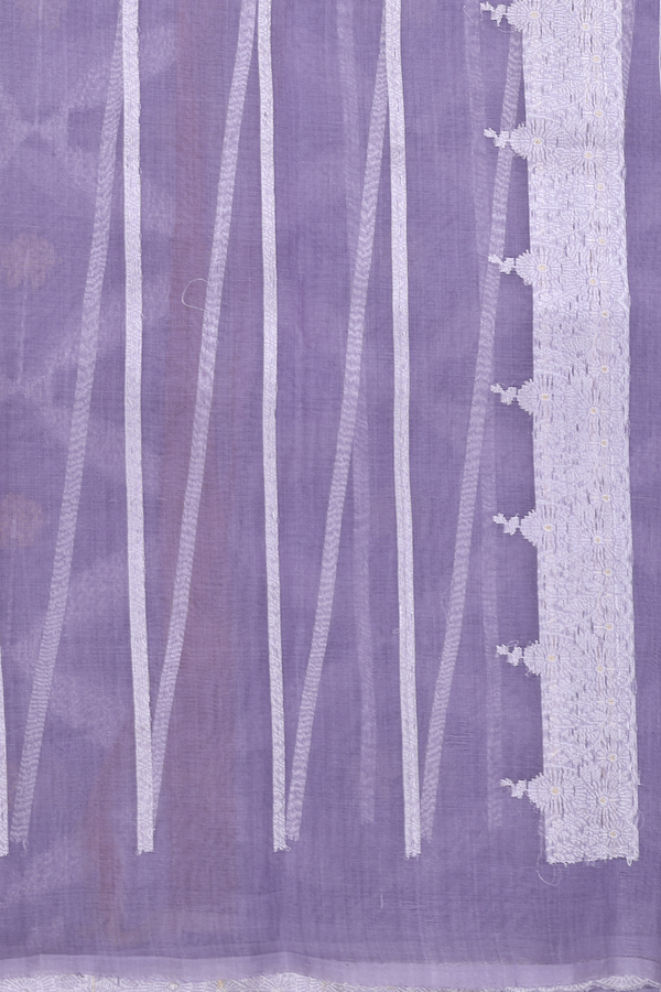 Kora Banarasi Silk Saree In Dusty Purple With Ogee Design