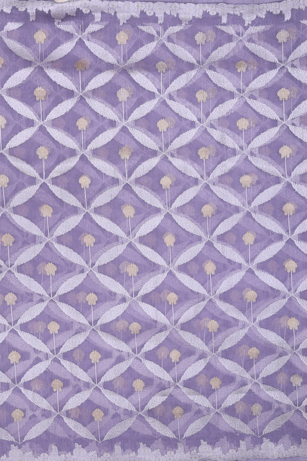 Kora Banarasi Silk Saree In Dusty Purple With Ogee Design