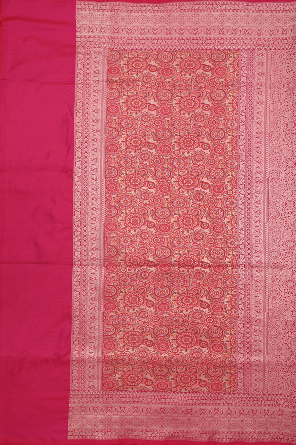 Banarasi Silk Saree In Red With Allover Design