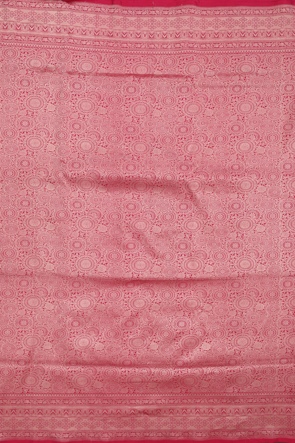 Banarasi Silk Saree In Red With Allover Design