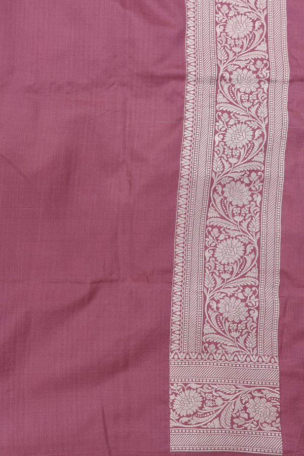 Banarasi Silk Saree In Dusty Rose With Floral Design